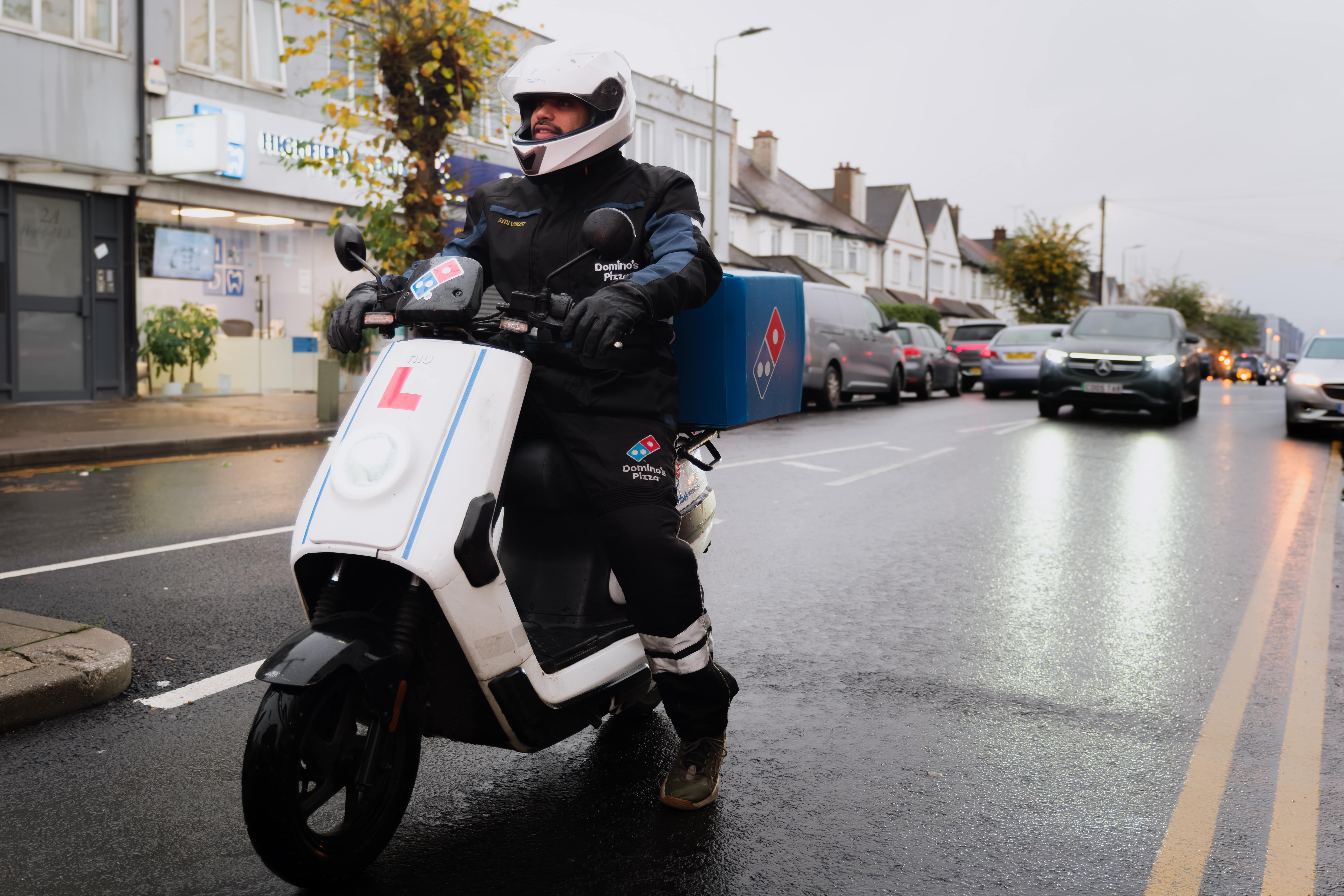 Delivery rider on the road